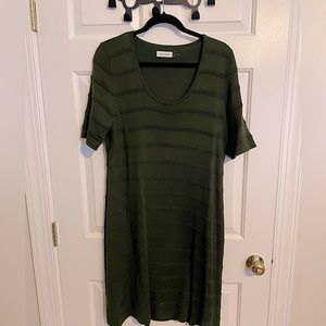 Dark Green Calvin Klein Ribbed Sweater Dress Tunic XL